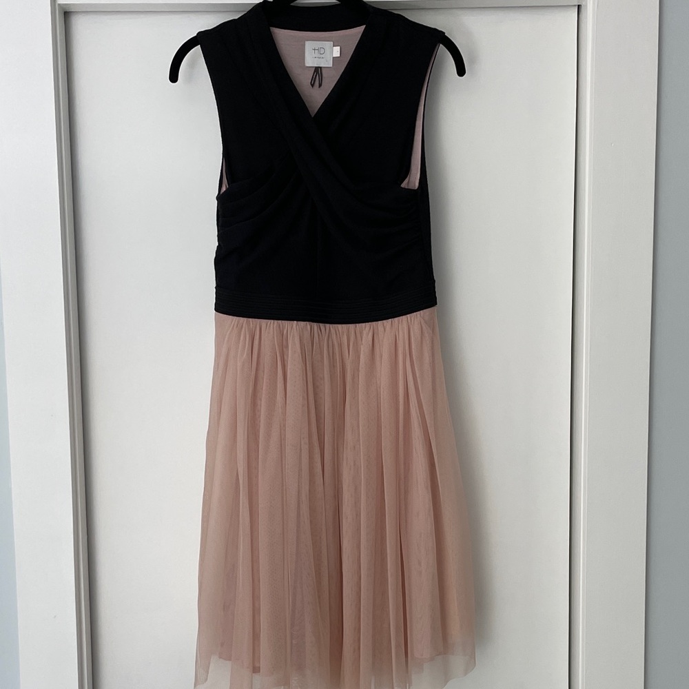 Anthropologie HD in Paris Darla Black and Pink tulle dress